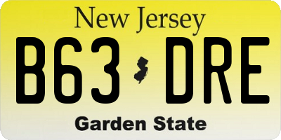 NJ license plate B63DRE