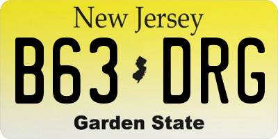 NJ license plate B63DRG