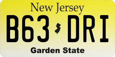 NJ license plate B63DRI