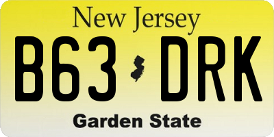 NJ license plate B63DRK