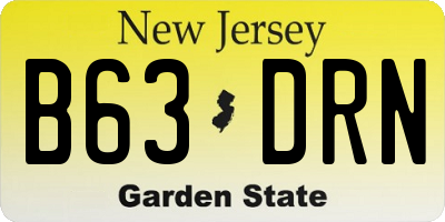 NJ license plate B63DRN
