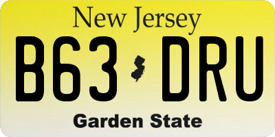 NJ license plate B63DRU