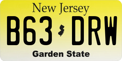 NJ license plate B63DRW
