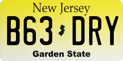 NJ license plate B63DRY