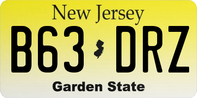 NJ license plate B63DRZ