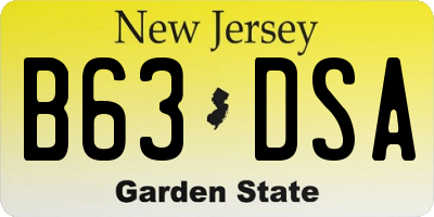 NJ license plate B63DSA