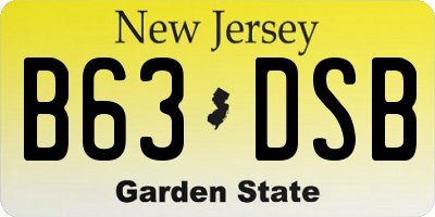 NJ license plate B63DSB