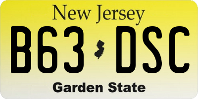 NJ license plate B63DSC