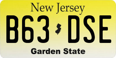 NJ license plate B63DSE