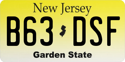 NJ license plate B63DSF