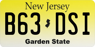 NJ license plate B63DSI