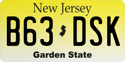 NJ license plate B63DSK