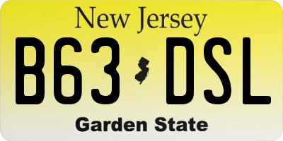 NJ license plate B63DSL