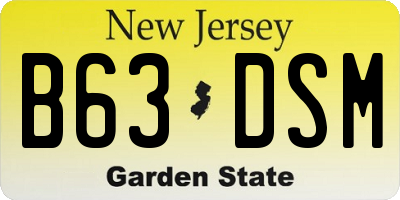 NJ license plate B63DSM