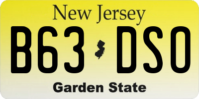 NJ license plate B63DSO