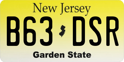 NJ license plate B63DSR