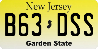NJ license plate B63DSS
