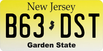 NJ license plate B63DST