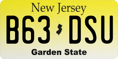 NJ license plate B63DSU