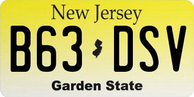 NJ license plate B63DSV