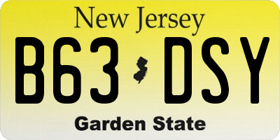 NJ license plate B63DSY