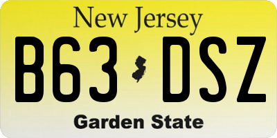 NJ license plate B63DSZ