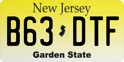 NJ license plate B63DTF
