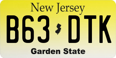 NJ license plate B63DTK