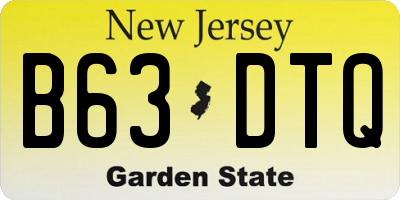 NJ license plate B63DTQ