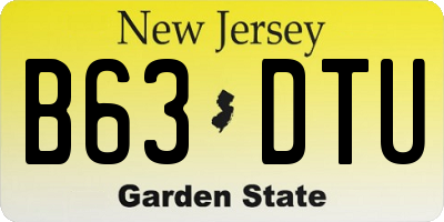 NJ license plate B63DTU