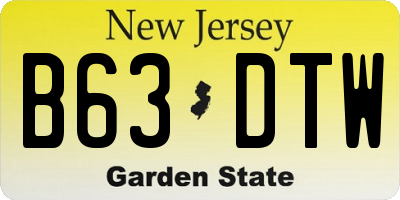NJ license plate B63DTW