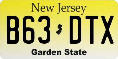 NJ license plate B63DTX