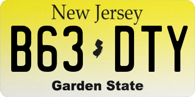 NJ license plate B63DTY