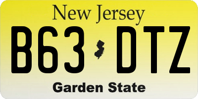 NJ license plate B63DTZ