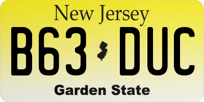 NJ license plate B63DUC