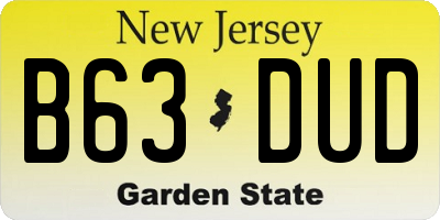 NJ license plate B63DUD