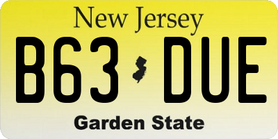 NJ license plate B63DUE