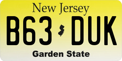 NJ license plate B63DUK