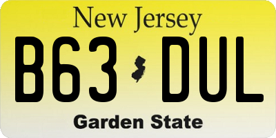NJ license plate B63DUL