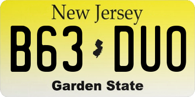 NJ license plate B63DUO