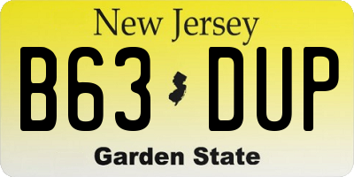 NJ license plate B63DUP