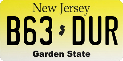 NJ license plate B63DUR