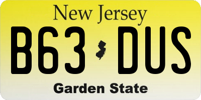 NJ license plate B63DUS