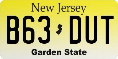 NJ license plate B63DUT