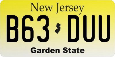 NJ license plate B63DUU