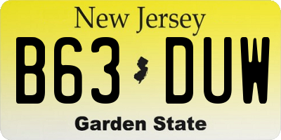 NJ license plate B63DUW