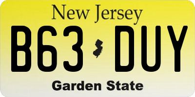 NJ license plate B63DUY