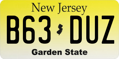 NJ license plate B63DUZ