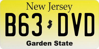 NJ license plate B63DVD
