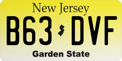 NJ license plate B63DVF